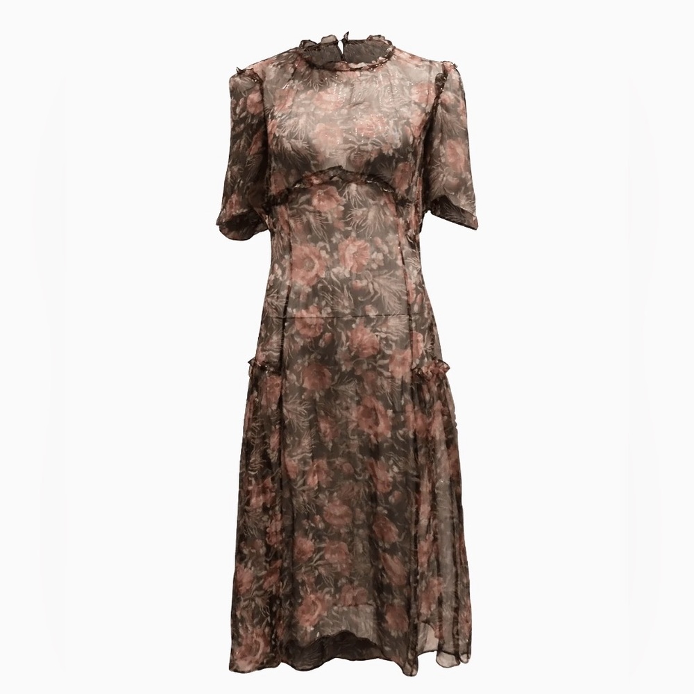 Sandro Floral Sheer Dress